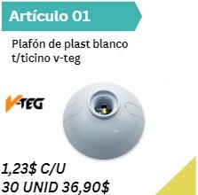 Plafón de plast blanco t/ticino v-teg