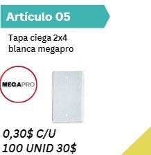 Tapa ciega 2x4 blanca megapro
