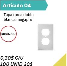 Tapa toma doble blanca megapro