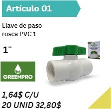 Llave de paso rosca PVC 1''