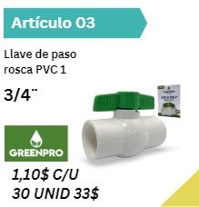 Llave de paso rosca PVC 3/4''