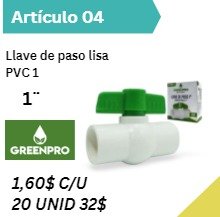 Llave de paso lisa PVC 1''