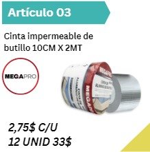 Cinta impermeable de butillo 10CM X 2MT