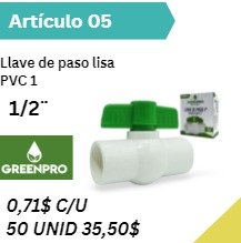 Llave de paso lisa PVC 1/2''