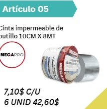 Cinta impermeable de butillo 10CM X 8MT