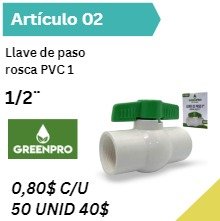 Llave de paso rosca PVC 1/2''